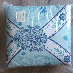 NIB Shitley Aqua Damask Print King 3pc Comforter Set